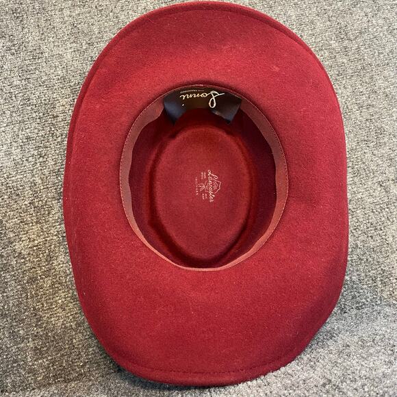 Sonni Bordeaux Lancaster Red Wool Wide Brim Bolero Hat Floral Leaf Accents Wire main image 5